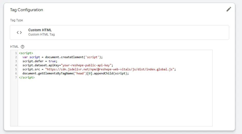 Custom HTML code input field